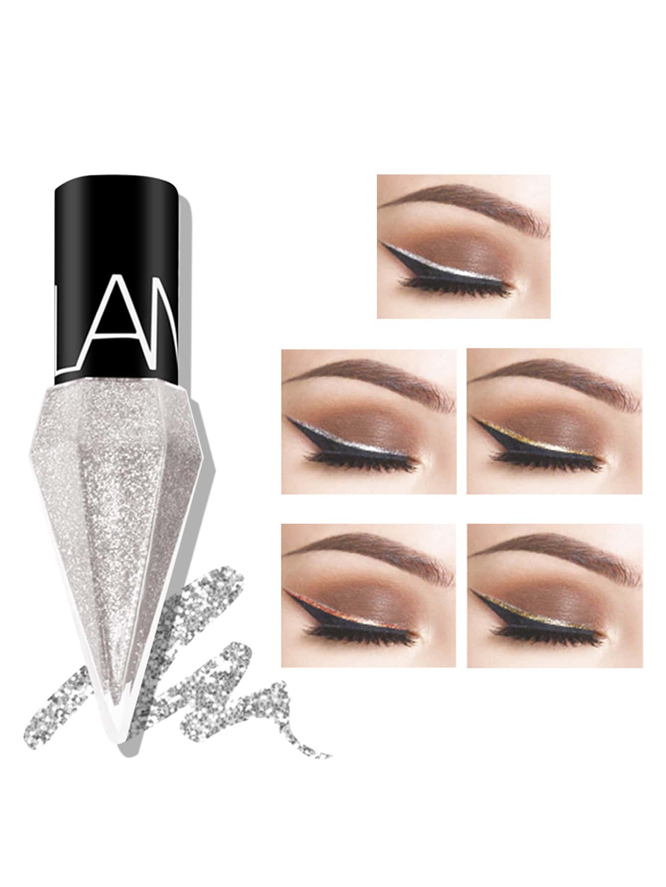 5Pcs/set Rhinestone Shiny Eye Liners Eyeshadow Waterproof Silver Rose Gold Color Glitter Sequins Eyeliner Eye Shadow Y2K Makeup Beauty Cosmetics