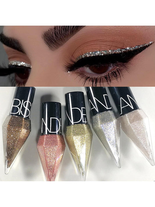 5Pcs/set Rhinestone Shiny Eye Liners Eyeshadow Waterproof Silver Rose Gold Color Glitter Sequins Eyeliner Eye Shadow Y2K Makeup Beauty Cosmetics