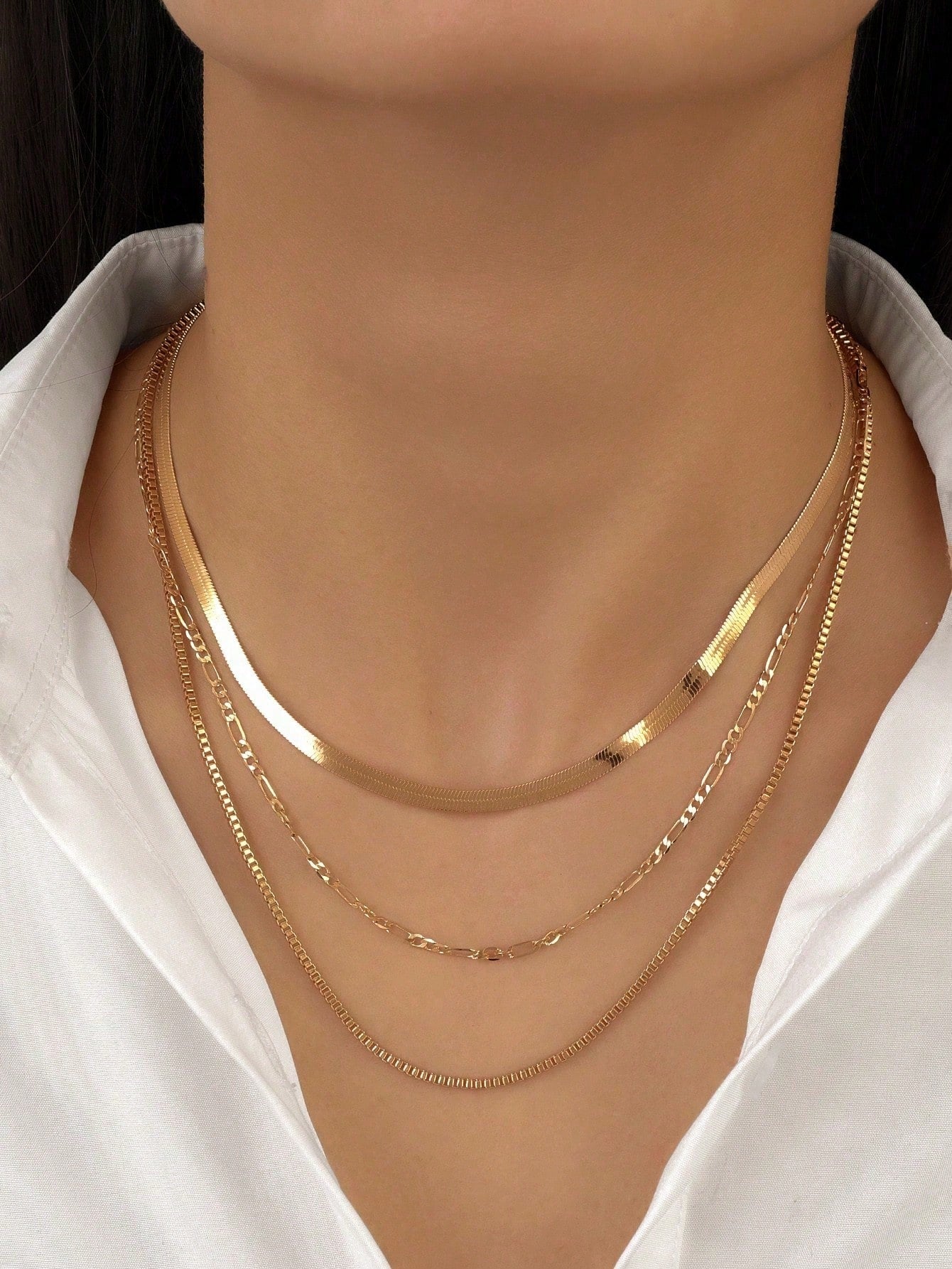 1pc Simple Punk Style Thick Chain Necklace For Women