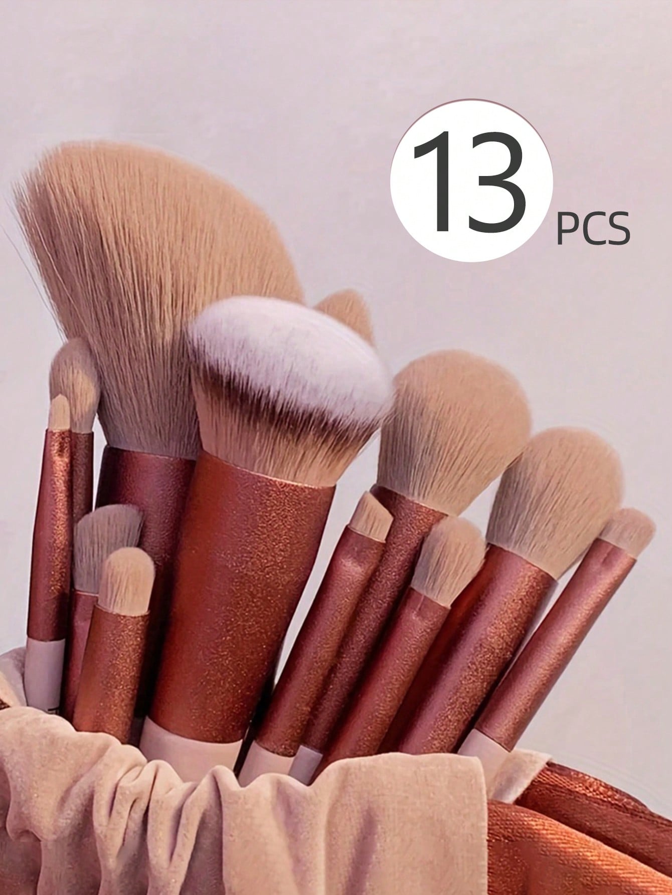 13Pcs Portable Makeup Brush Set For Blush, Makeup Brushes Set,Eyeshadow Cosmetic Brush Set Blush Brush Makeup Tools,Maillard,Essential For Home,Travel Size,Easy To Store,Clothing Matching