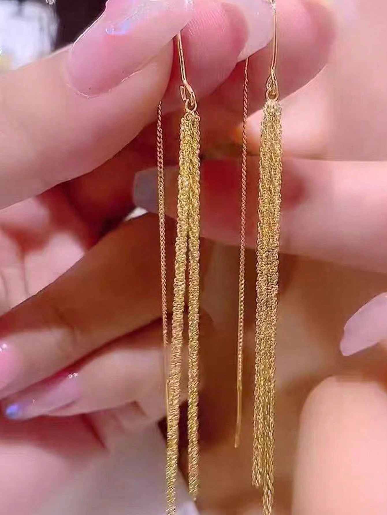 1pair Stylish Long Fringe Earrings With Glitter For Women To Show Slim Figure And High-End Style, Avoiding Lost