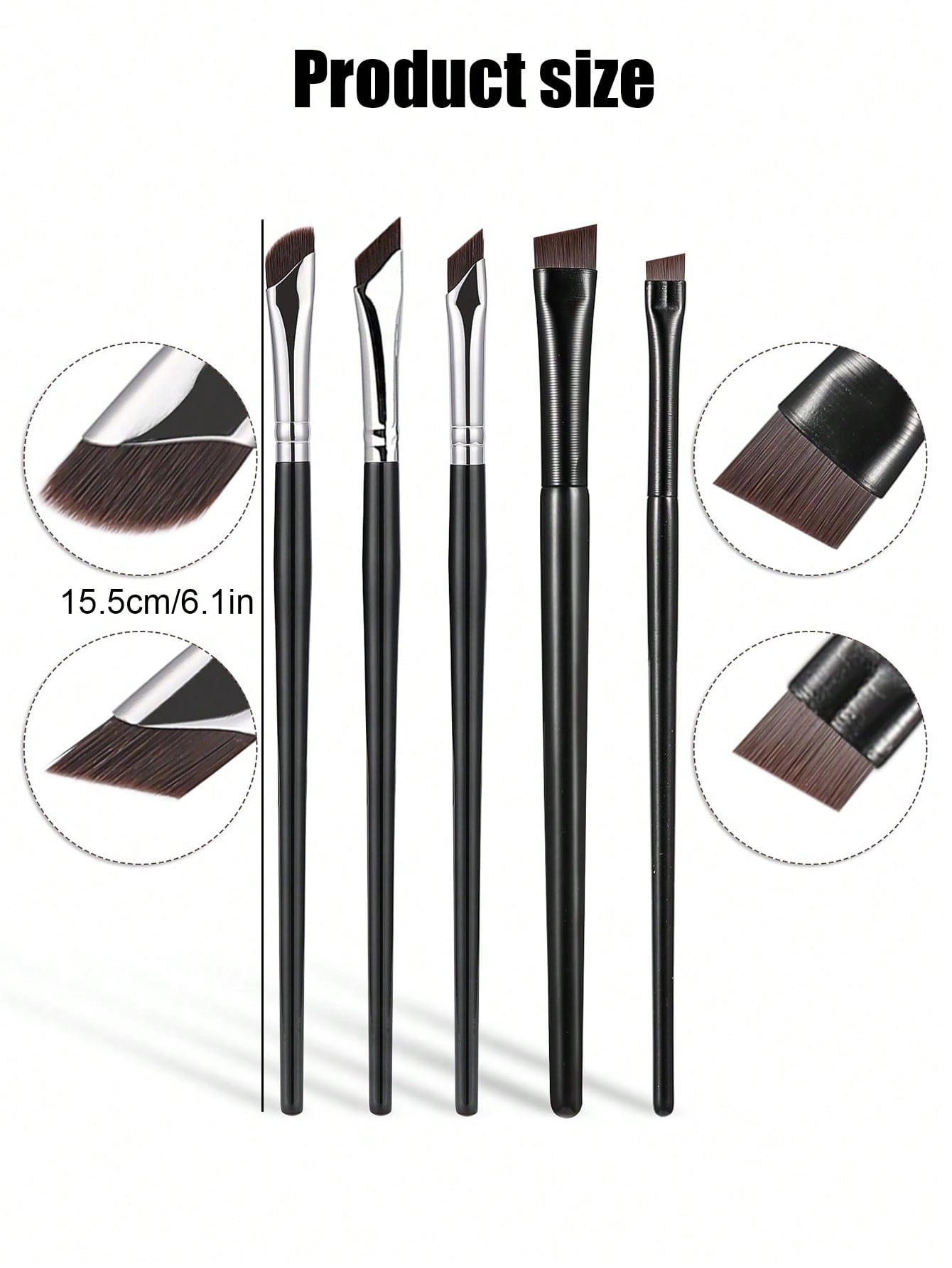 5pcs Precision Eye Makeup Brushes Including Scythe Shaped Eyeliner Brush, Angled Eyeliner Brush, And Eyebrow Brush For Easy And Beautiful Eye Makeup