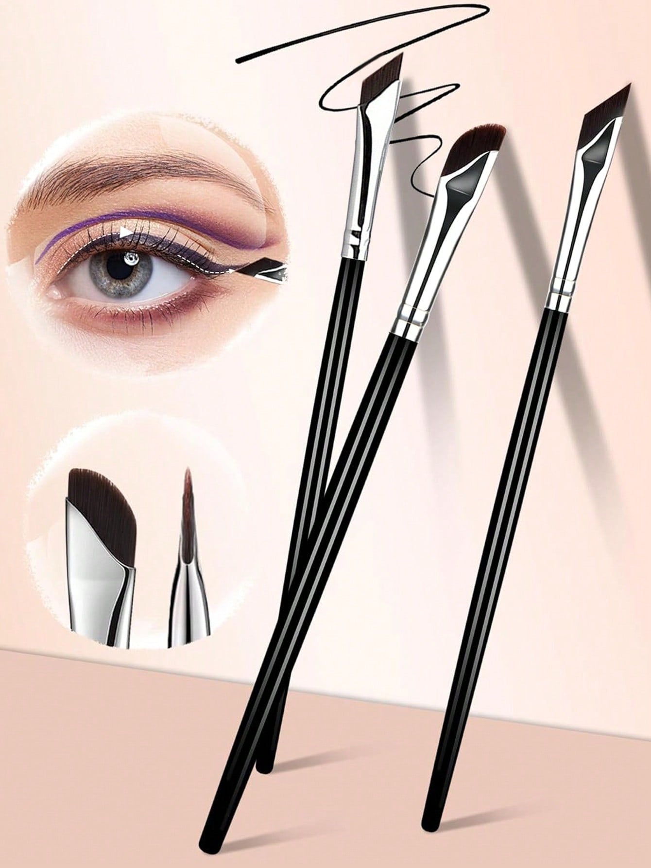 5pcs Precision Eye Makeup Brushes Including Scythe Shaped Eyeliner Brush, Angled Eyeliner Brush, And Eyebrow Brush For Easy And Beautiful Eye Makeup