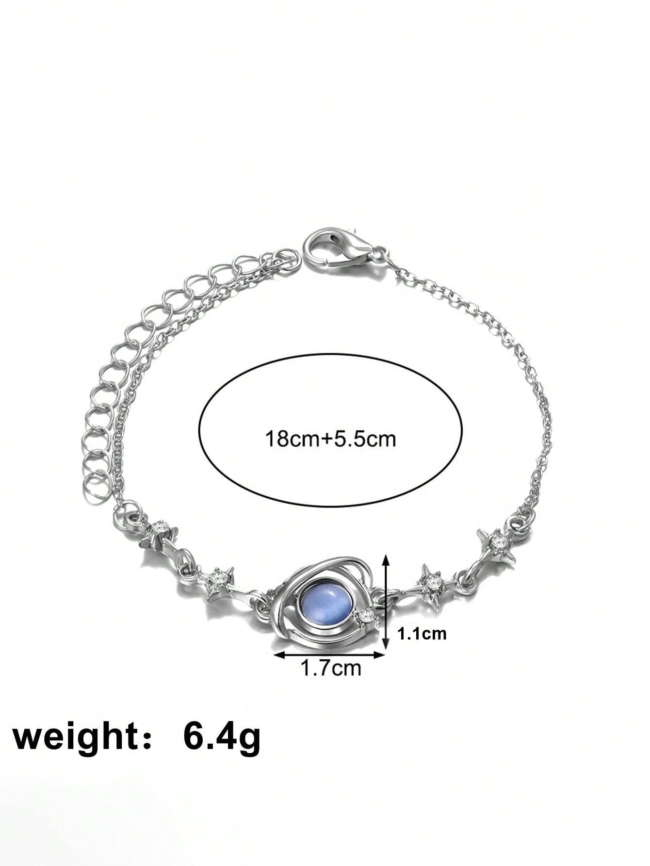 1pc Niche Design Galaxy Blue Planet Bracelet, Ideal Gift For Women Best Friends