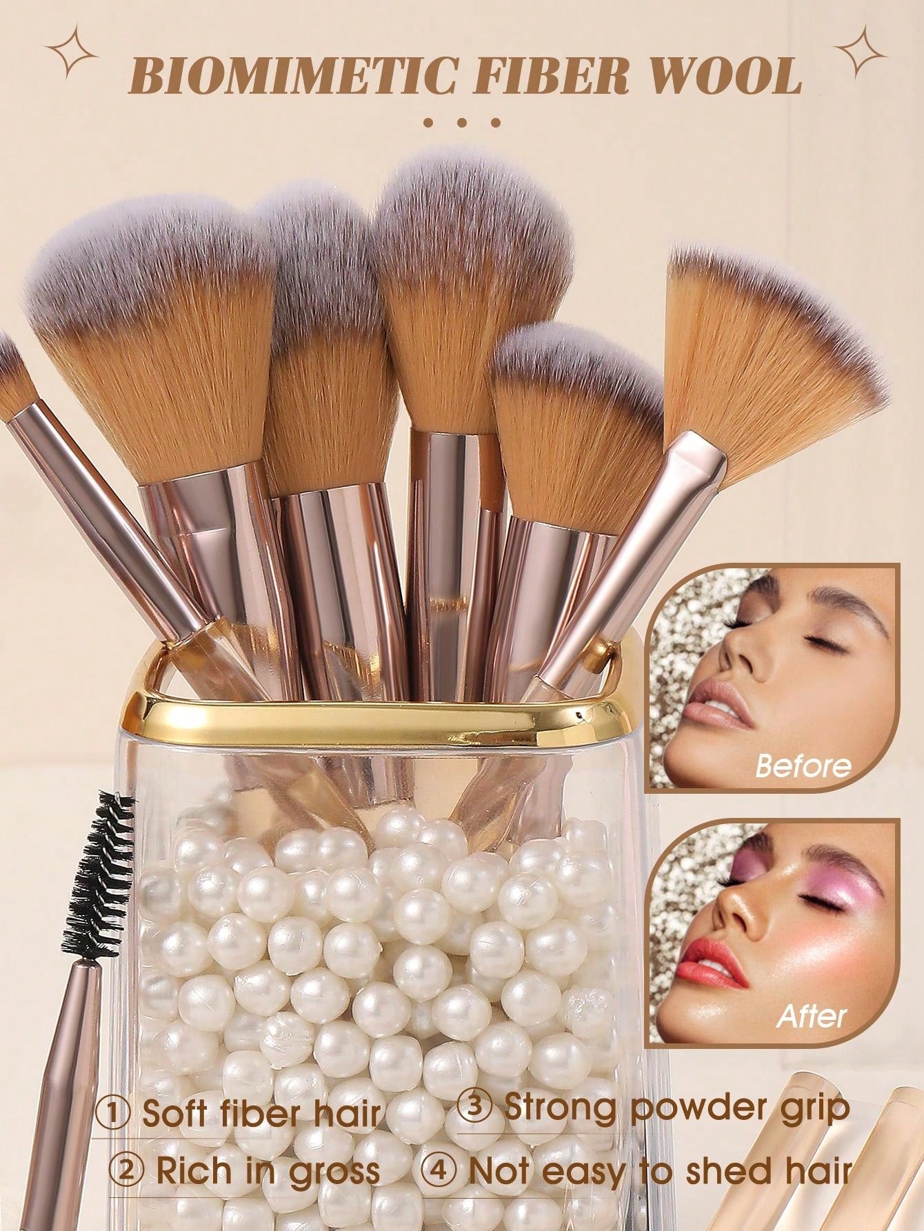 (Champagne)1/13/20/33/34PCS Makeup Tools Set Including:1pc Multi-Functional Zipper Toiletry And Cosmetic Bag Waterproof 20PCS Makeup Brush Sets 3PCS Makeup Sponges 6PCS Mini Makeup Sponges 3PCS Triangle Powder Puffs 1pc Makeup Brush Cleaning Tools