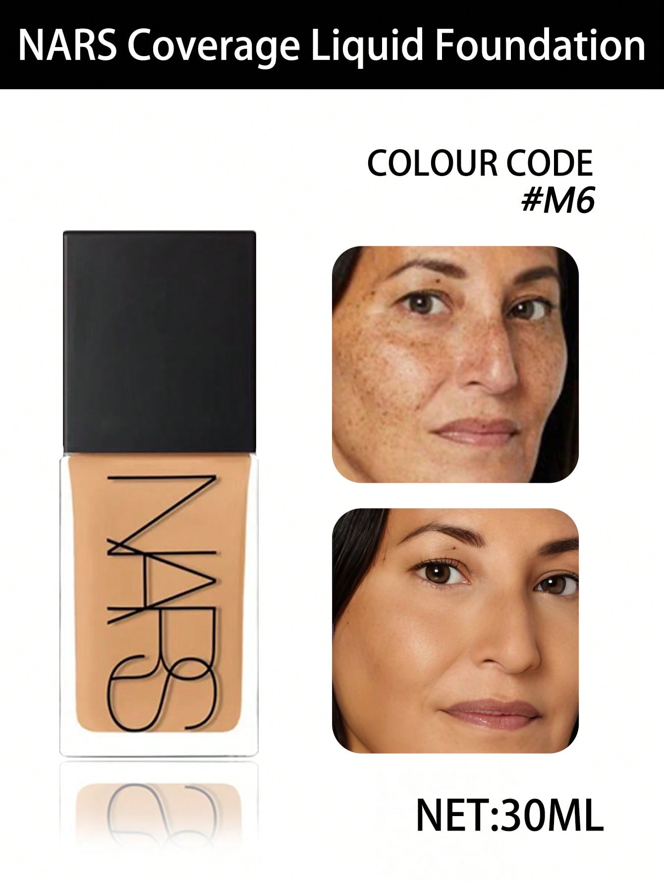 Nars 30ml Radiant Skin Foundation - ARUBA-M6, Suitable For Dry Skin, Long-Lasting, Non-Transfer