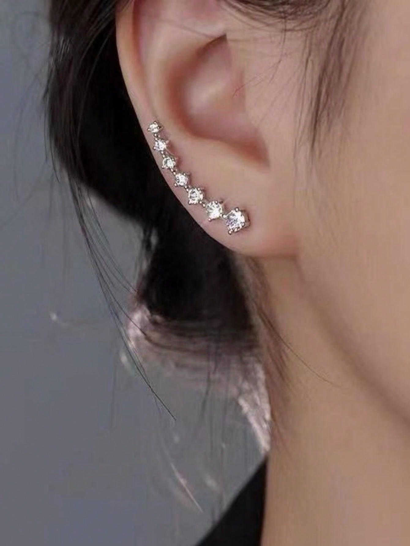 1pair European & American Classic Fashion Rhinestone Dipper Constellation Earrings, Luxury Bling Dangle Earrings For Women