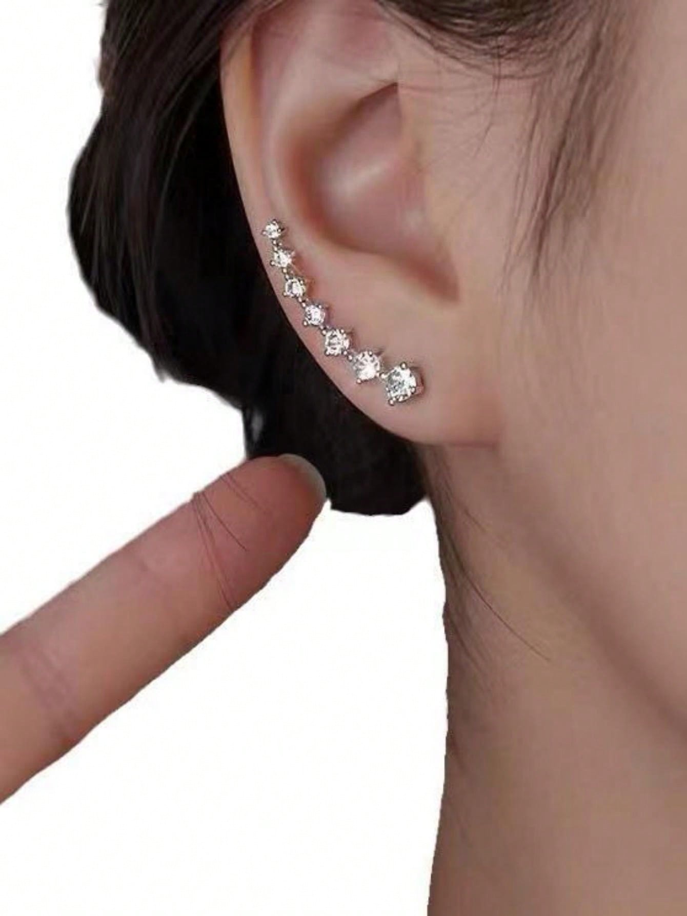 1pair European & American Classic Fashion Rhinestone Dipper Constellation Earrings, Luxury Bling Dangle Earrings For Women