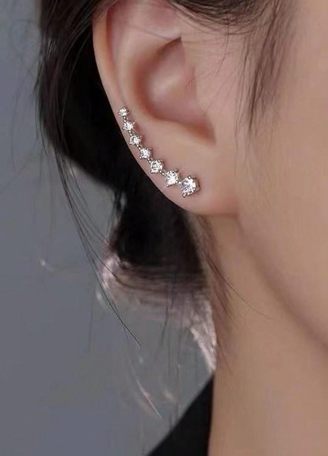 1pair European & American Classic Fashion Rhinestone Dipper Constellation Earrings, Luxury Bling Dangle Earrings For Women