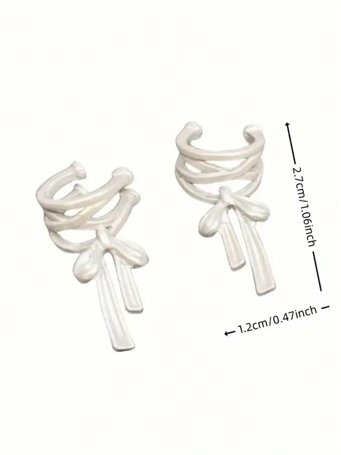 1 Pair Of Chic Matte Cross C-Shaped Ribbon Bow Clip-On Earrings For Women - No Piercing Required, Perfect For Daily Wear & Vacations