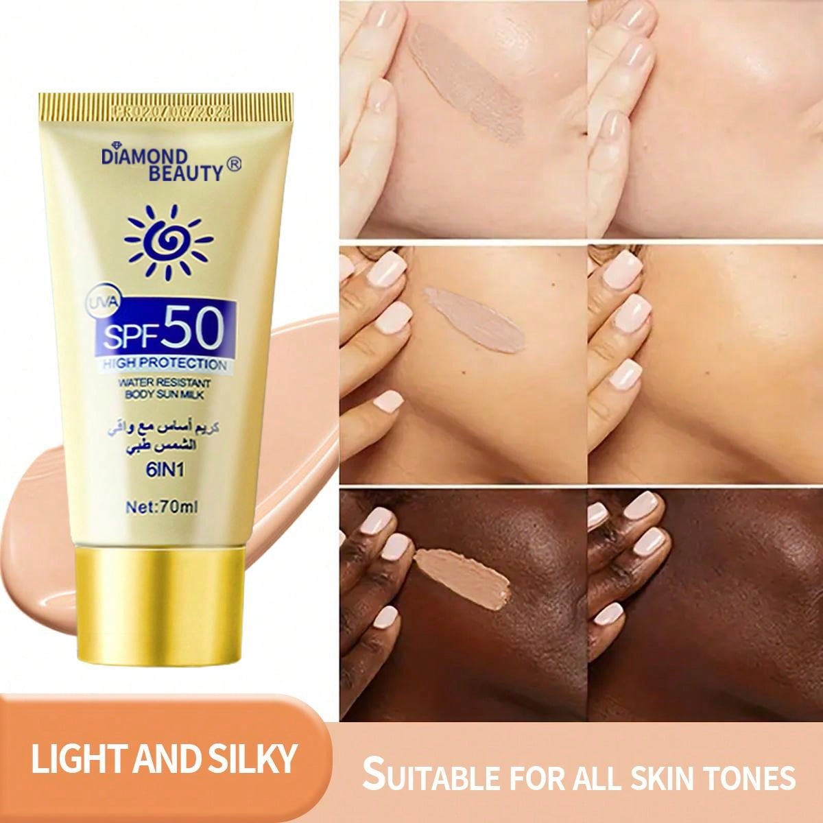 Sunscreen Liquid Foundation High Sun Protection And High Concealment Invisible Pores & Even Skin Tone & Smudge Proof,Fit To The Skin