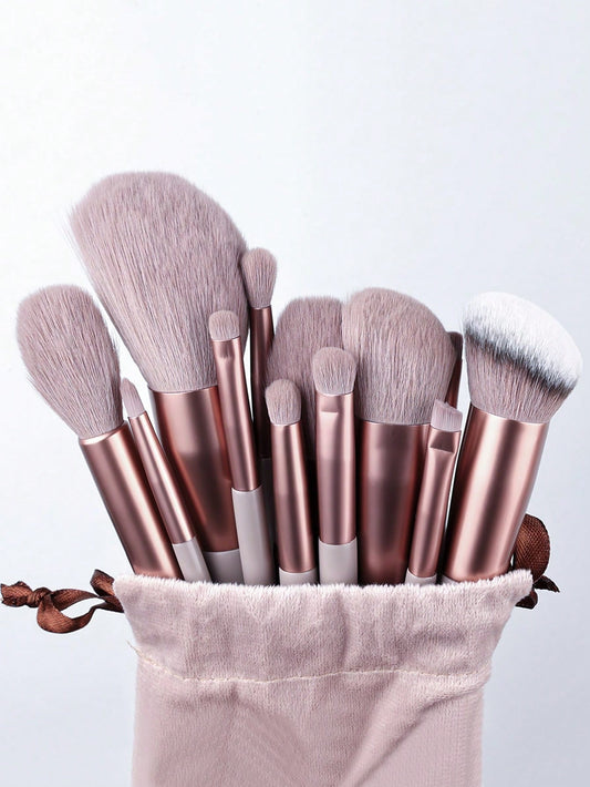 13pcs Makeup brush set 13 makeup brush set plus storage bag Non-shedding eyeshadow brush Soft ultra soft affordable brush Super soft non-shedding Beginner makeup artist 13 set brush Eyeshadow brush Contouring brush Makeup set Eyeshadow brush Soft makeup