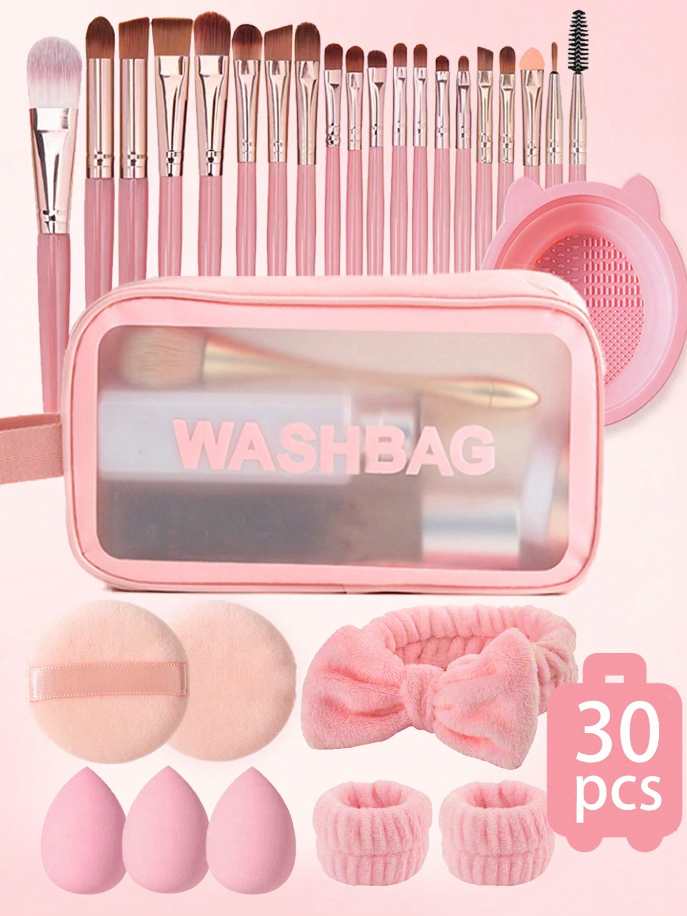 29pcs/Set Makeup Brushes, Makeup Sponge, Cosmetic Bag, Makeup Puff, Makeup Blender, Suitable For Base, Eyeshadow, Blush, Concealer, Face Powder, Foundation, Make Up Beginners, Soft & Skin-Friendly, Latex Free Sponge & Puff, Suitable For All Skin Types, F