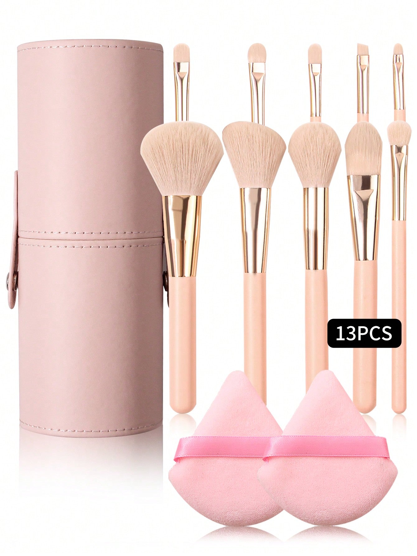 13PCS/10PCS/2PCS/1pc High-End Beginner Makeup Brush Set Combo, 10pcs Makeup Brush Set With Face Powder Brush, Blush Brush For Professional Makeup Artist, 2pcs Triangle Makeup Sponge Puffs, 1pc Large Capacity Waterproof Dustproof Brush Holder