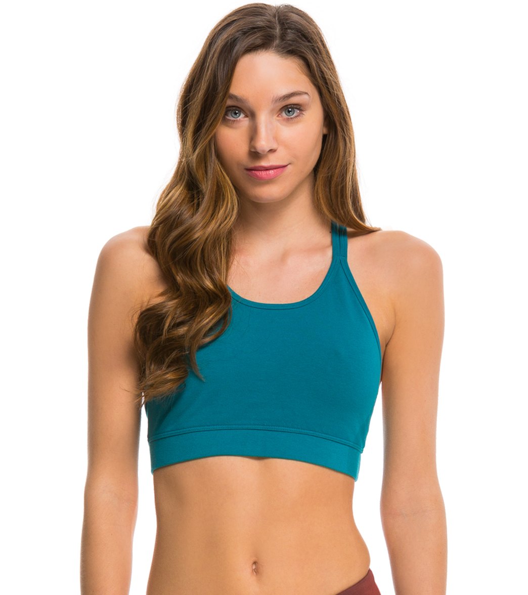 Hard Tail Double Cross Yoga Bra Blue Gulf