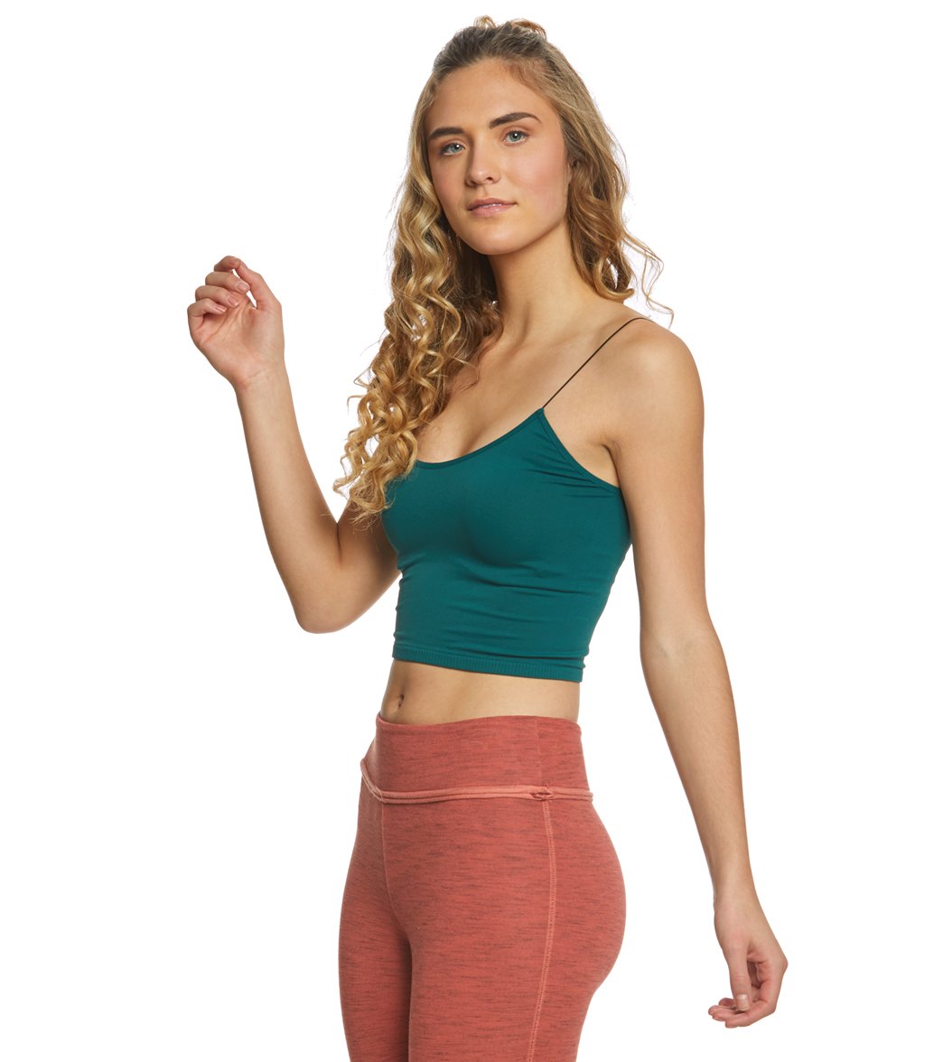 Free People Seamless Skinny Strap Crop Top Green