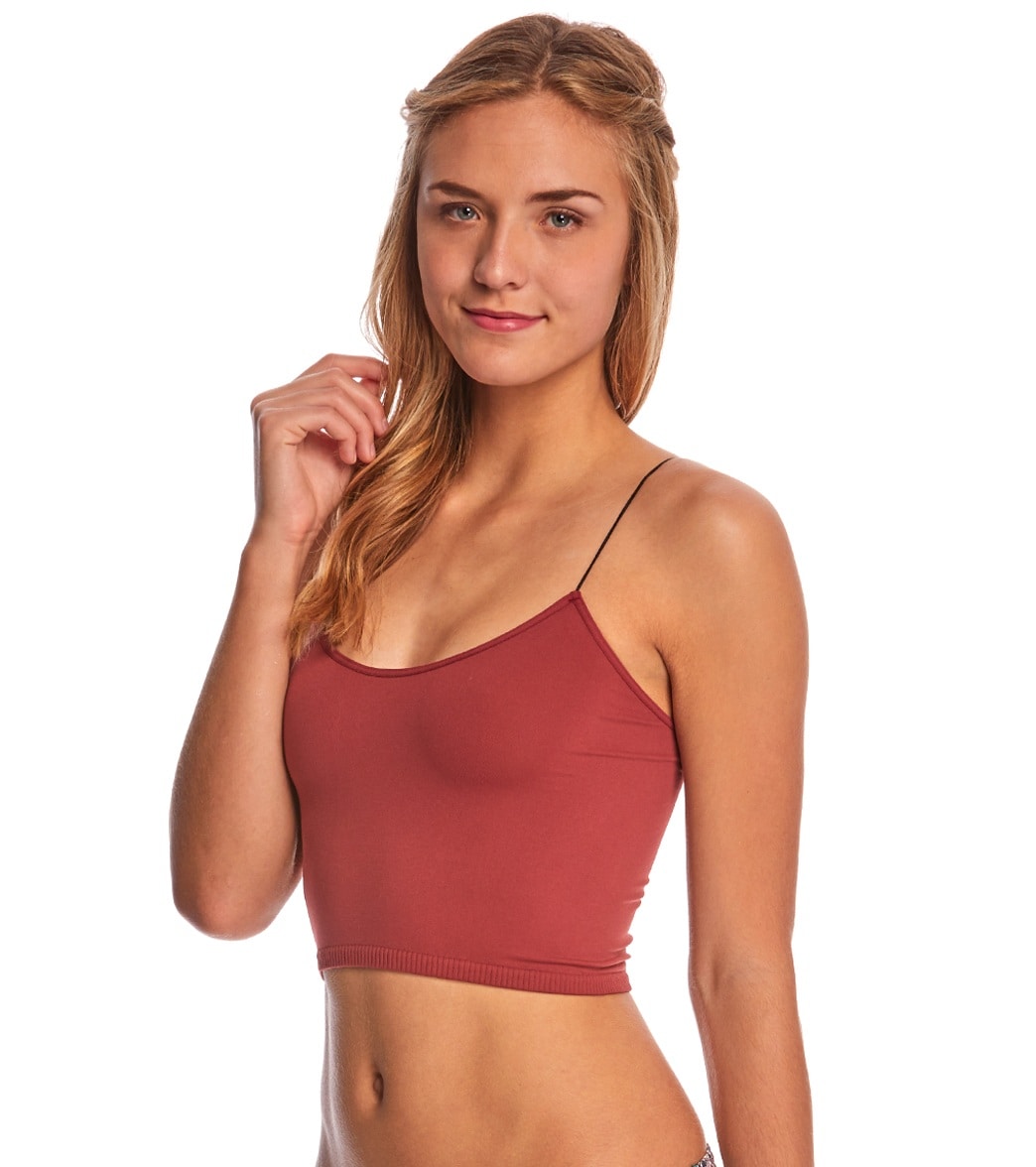 Free People Seamless Skinny Strap Crop Top Red