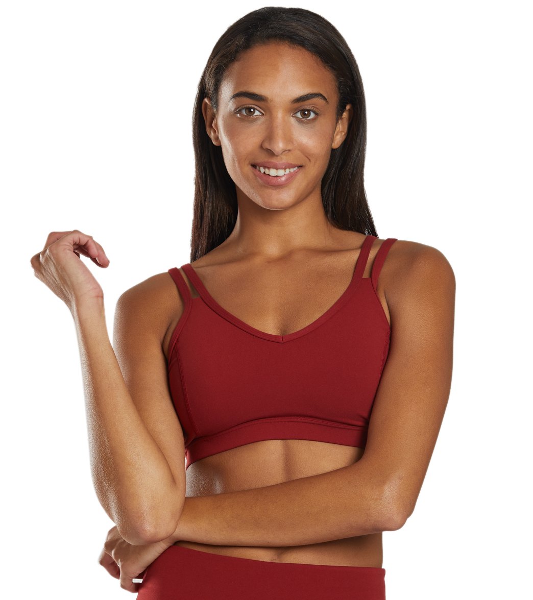 Everyday Yoga Radiant Solid Strappy Back Sports Bra Auburn Red