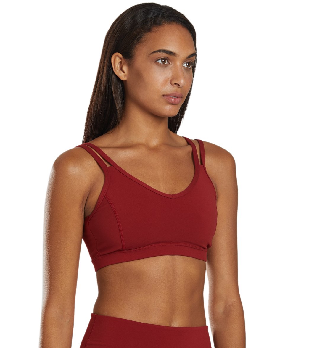 Everyday Yoga Radiant Solid Strappy Back Sports Bra Auburn Red