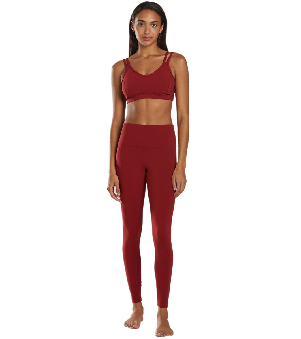 Everyday Yoga Radiant Solid Strappy Back Sports Bra Auburn Red