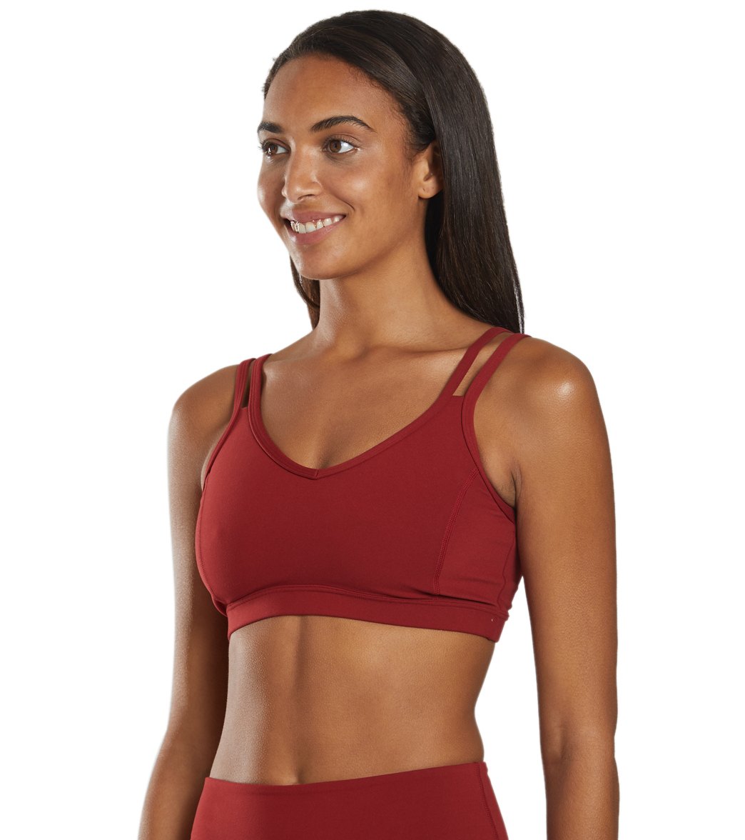 Everyday Yoga Radiant Solid Strappy Back Sports Bra Auburn Red