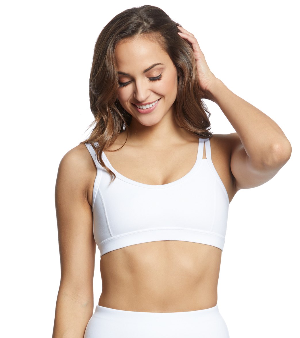 Everyday Yoga Radiant Solid Strappy Back Sports Bra White