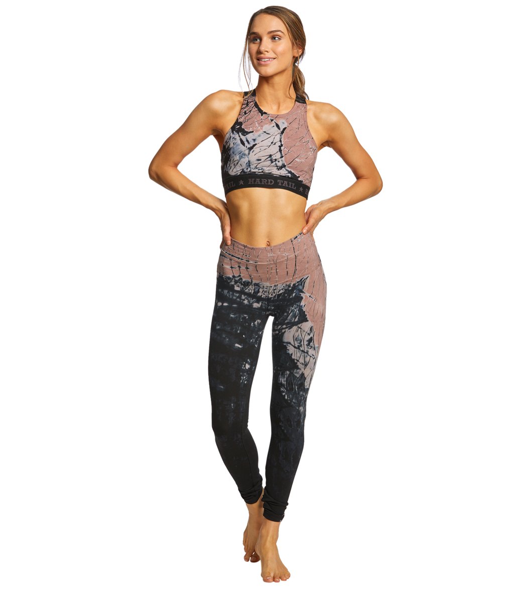 Hard Tail Logo Yoga Sports Bra Brown/Black Diagonal Butterfly