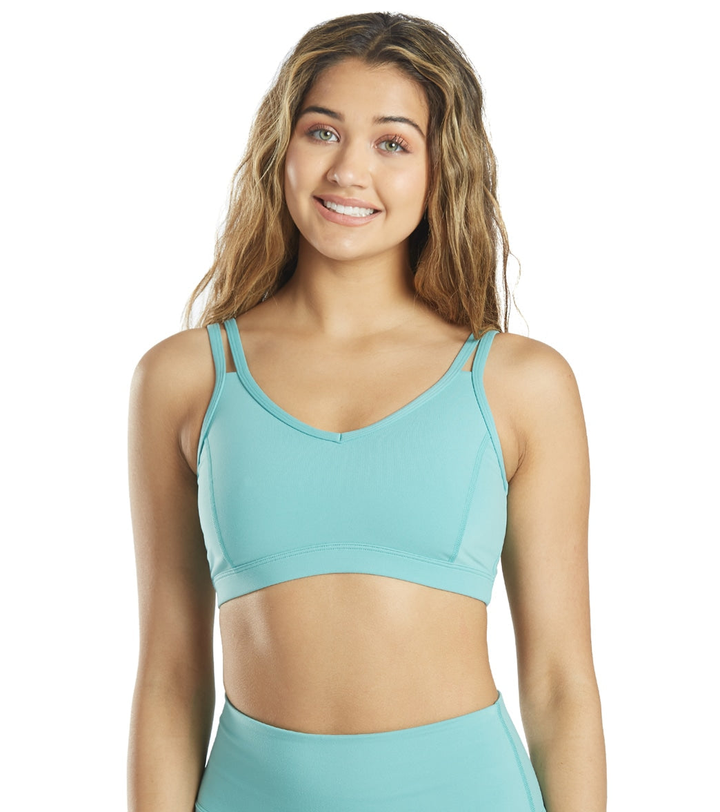 Everyday Yoga Radiant Solid Strappy Back Sports Bra Agate Green