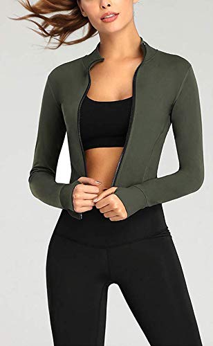 Lviefent Womens Lightweight Full Zip Running Track Jacket Workout Slim Fit Yoga Sportwear with Thumb Holes