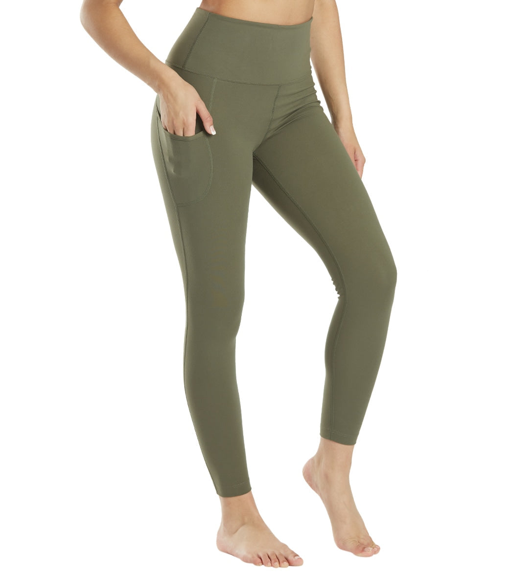 Everyday Yoga High Waisted Go-To Pocket 7/8 Leggings 25" Dark Olive