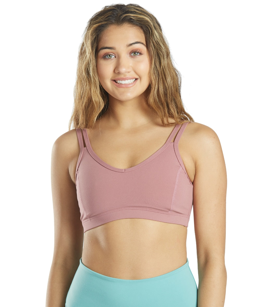 Everyday Yoga Radiant Solid Strappy Back Sports Bra Dusty Rose