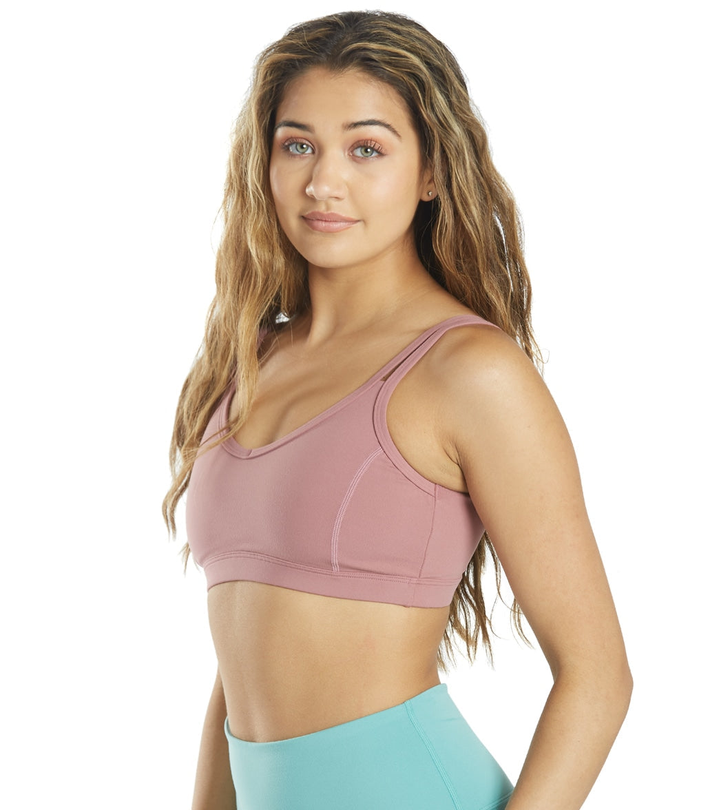 Everyday Yoga Radiant Solid Strappy Back Sports Bra Dusty Rose