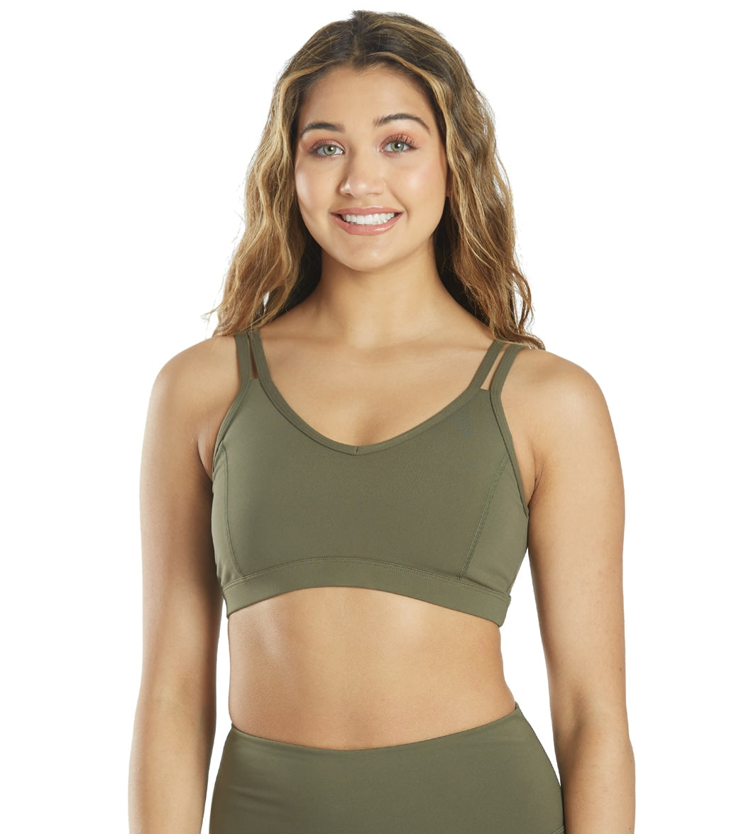 Everyday Yoga Radiant Solid Strappy Back Sports Bra Dark Olive