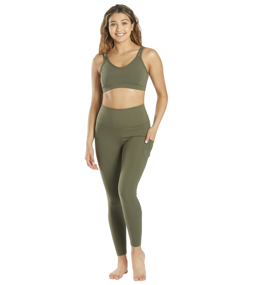 Everyday Yoga Radiant Solid Strappy Back Sports Bra Dark Olive