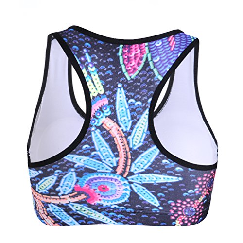 Sister Amy Women's Aerobics Gym Dance Yoga Vest Printed Sports Bra Top Vest