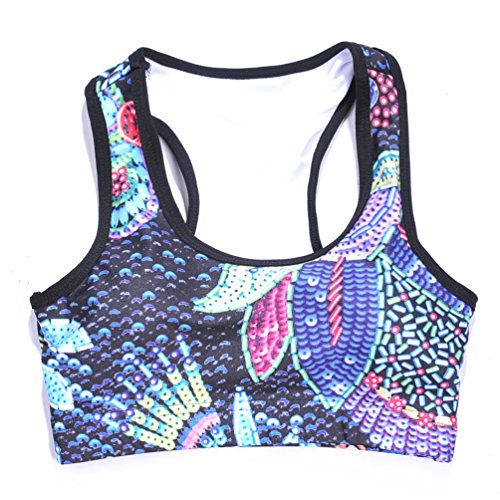 Sister Amy Women's Aerobics Gym Dance Yoga Vest Printed Sports Bra Top Vest