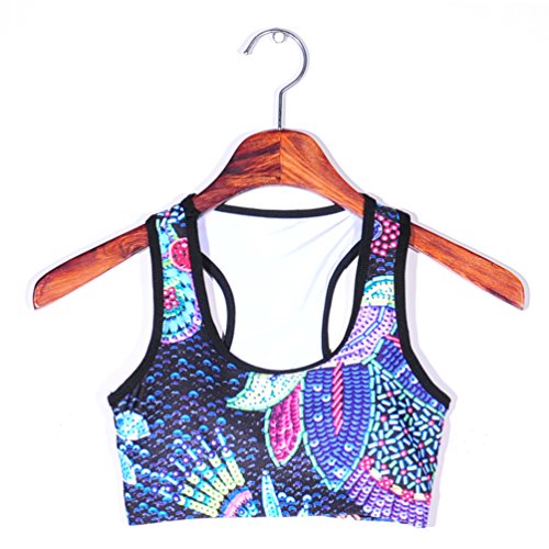 Sister Amy Women's Aerobics Gym Dance Yoga Vest Printed Sports Bra Top Vest