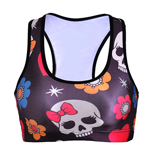 Sister Amy Women's Aerobics Gym Dance Yoga Vest Printed Sports Bra Top Vest