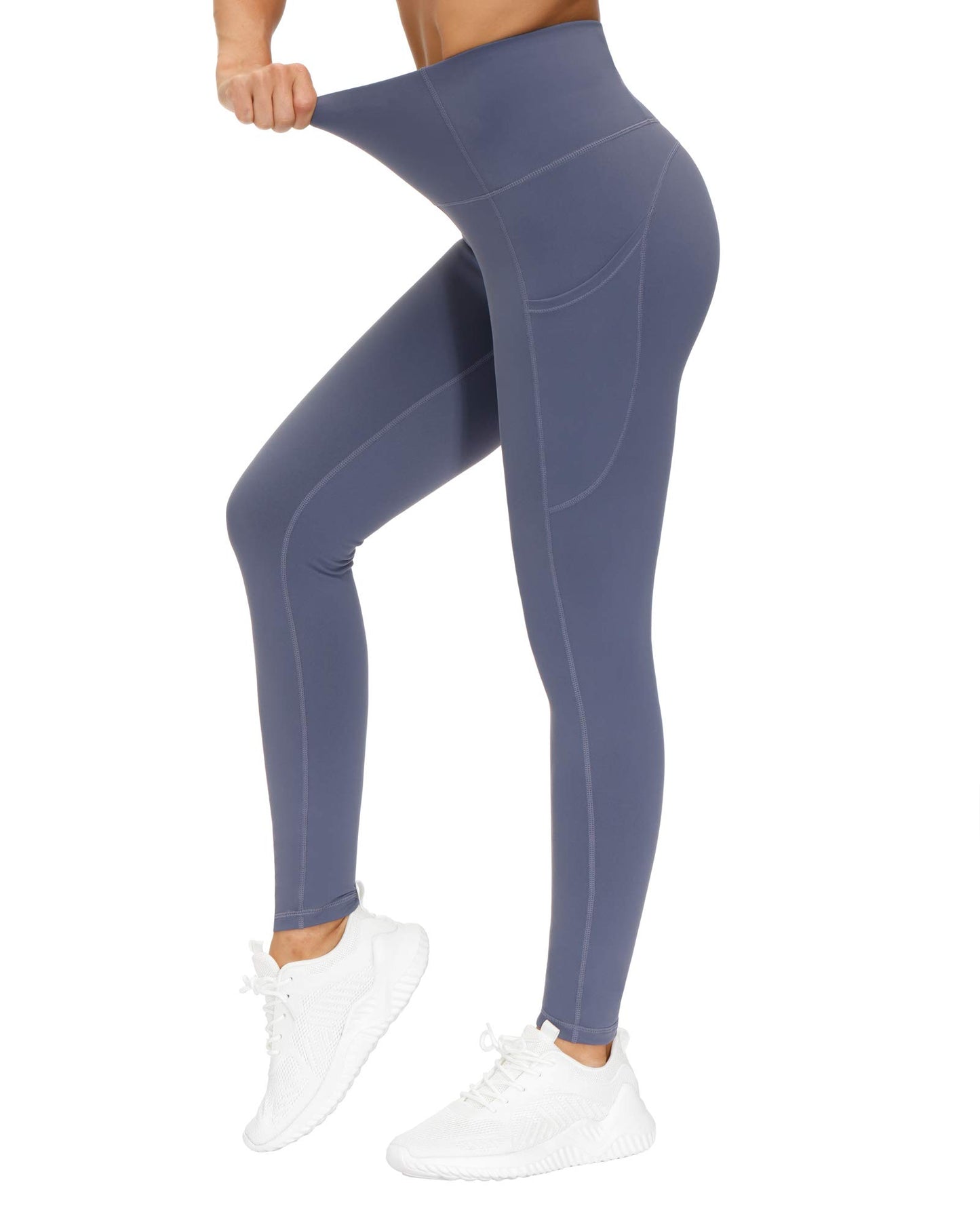 THE GYM PEOPLE Thick High Waist Yoga Pants with Pockets, Tummy Control Workout Running Yoga Leggings for Women