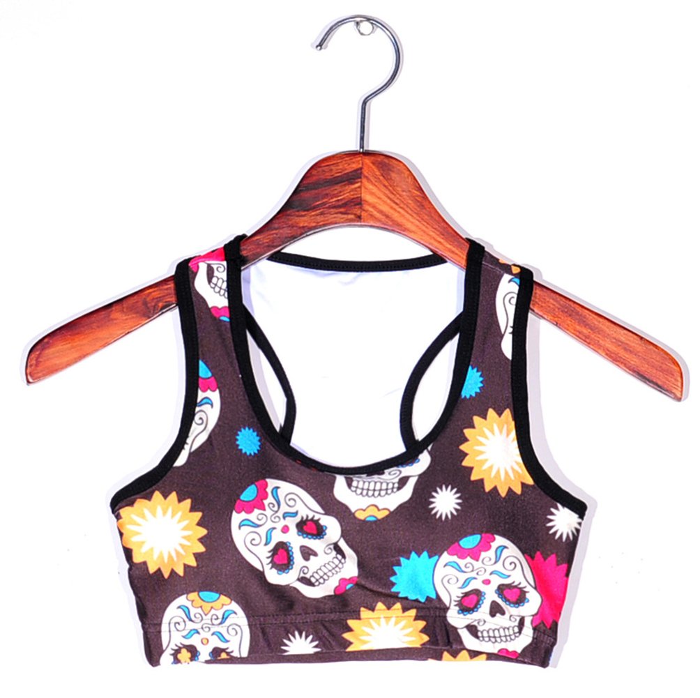 Sister Amy Women's Aerobics Gym Dance Yoga Vest Printed Sports Bra Top Vest