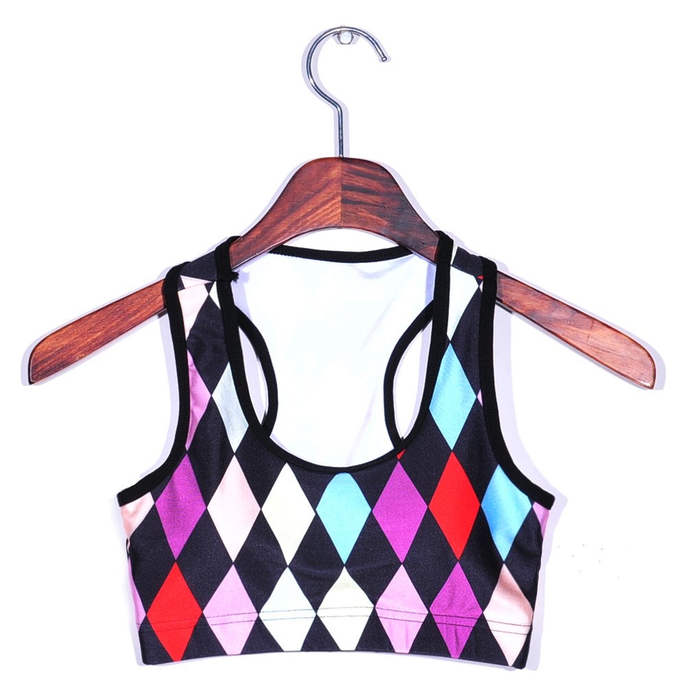 Sister Amy Women's Aerobics Gym Dance Yoga Vest Printed Sports Bra Top Vest