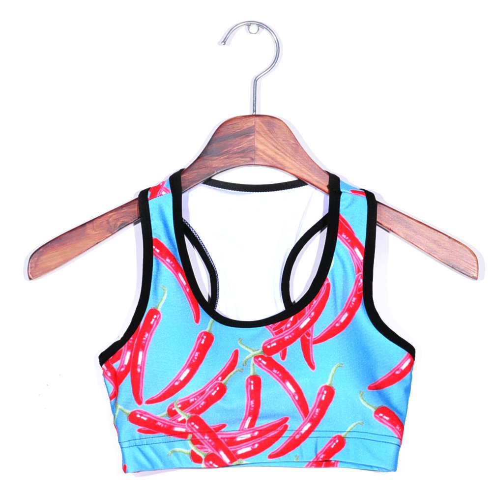 Sister Amy Women's Aerobics Gym Dance Yoga Vest Printed Sports Bra Top Vest