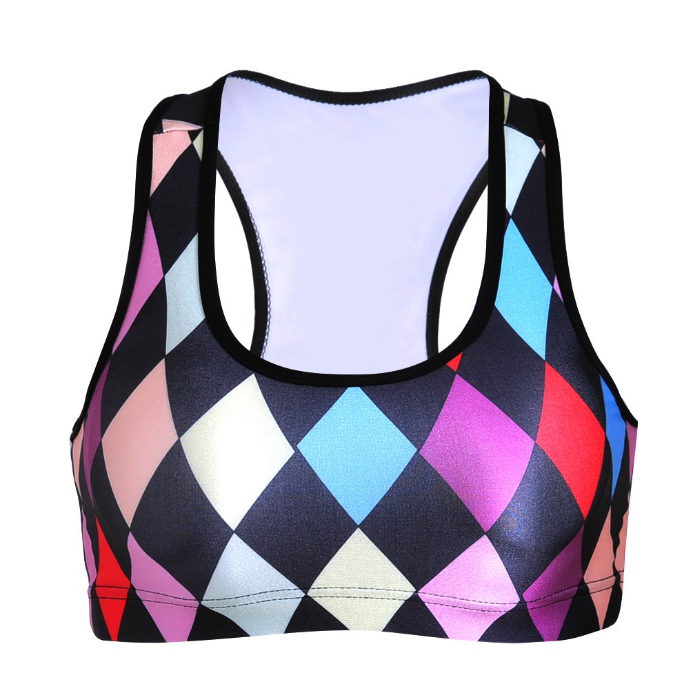 Sister Amy Women's Aerobics Gym Dance Yoga Vest Printed Sports Bra Top Vest