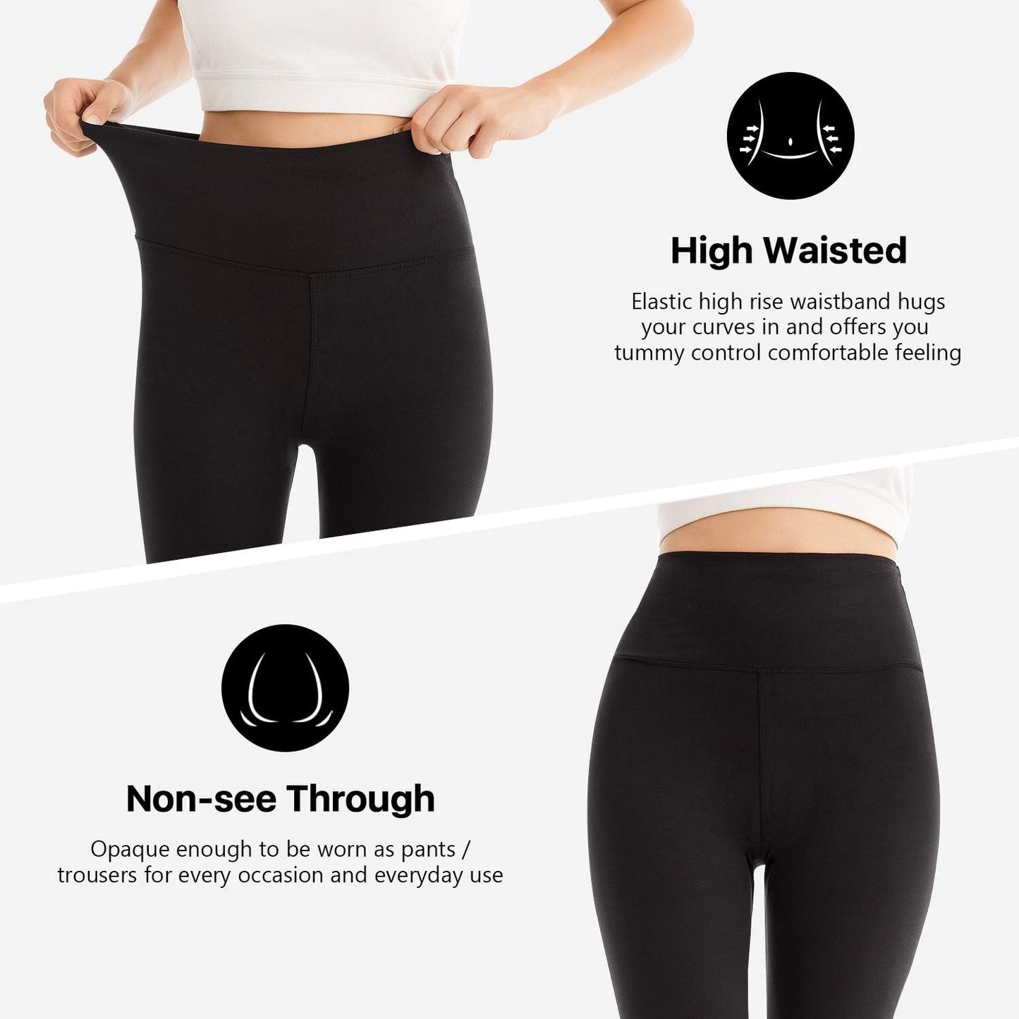 SINOPHANT High Waisted Leggings for Women - Full Length Capri Buttery Soft Yoga Pants for Workout Athletic