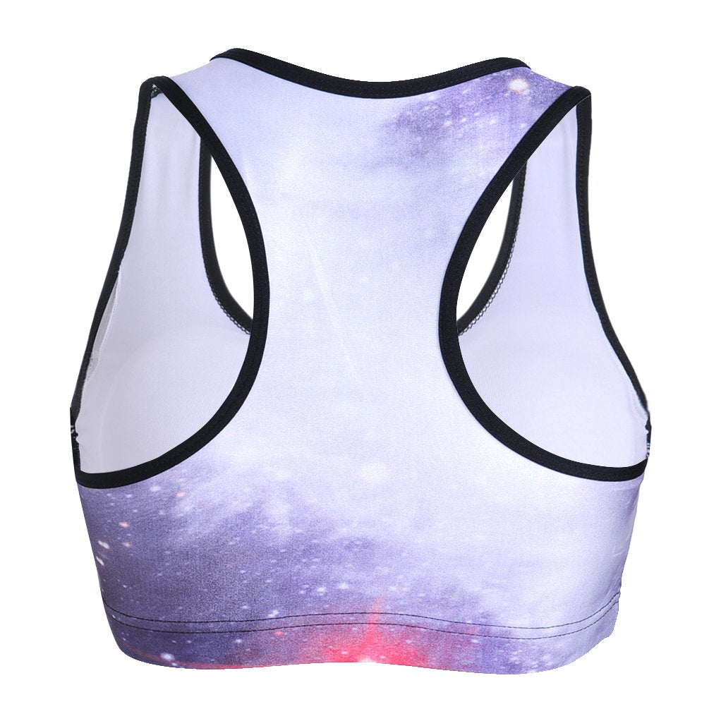 Sister Amy Women's Aerobics Gym Dance Yoga Vest Printed Sports Bra Top Vest