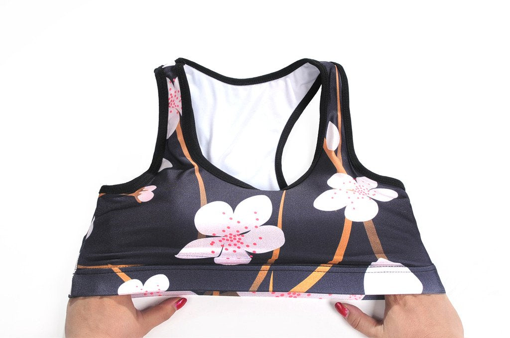 Sister Amy Women's Aerobics Gym Dance Yoga Vest Printed Sports Bra Top Vest