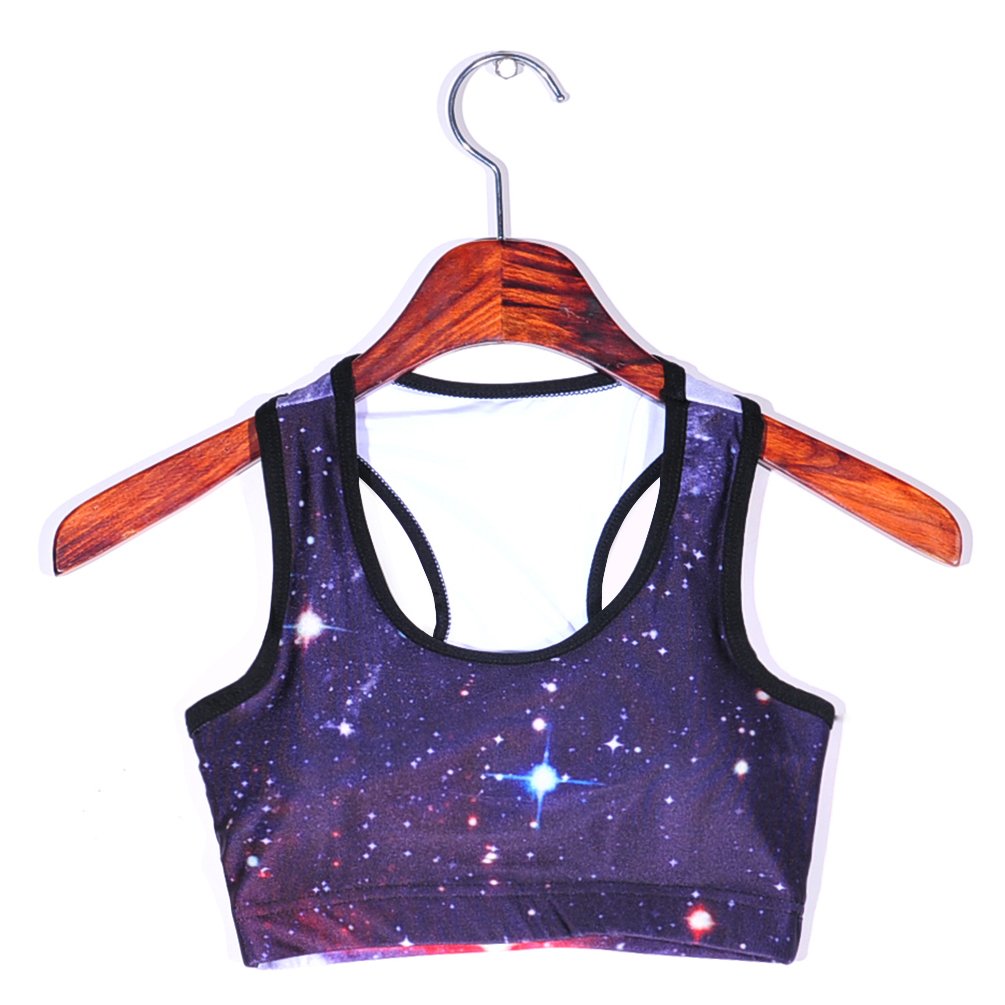 Sister Amy Women's Aerobics Gym Dance Yoga Vest Printed Sports Bra Top Vest