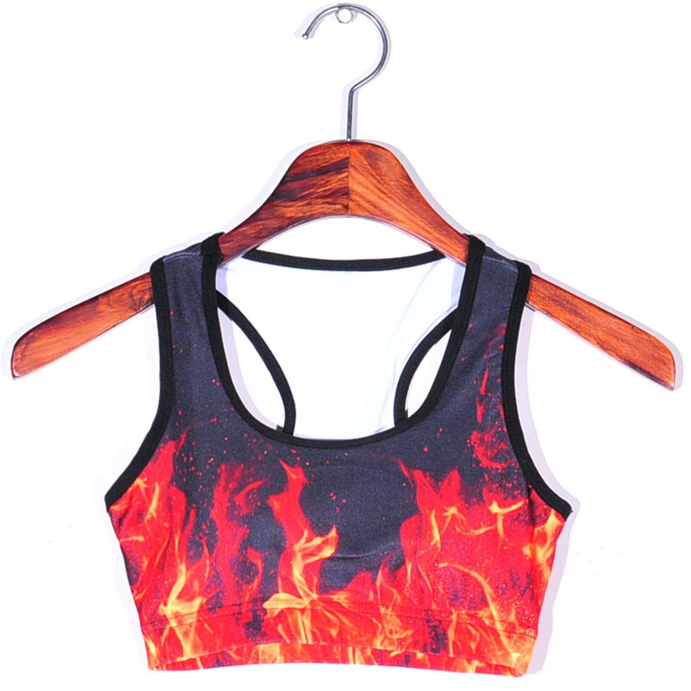 Sister Amy Women's Aerobics Gym Dance Yoga Vest Printed Sports Bra Top Vest