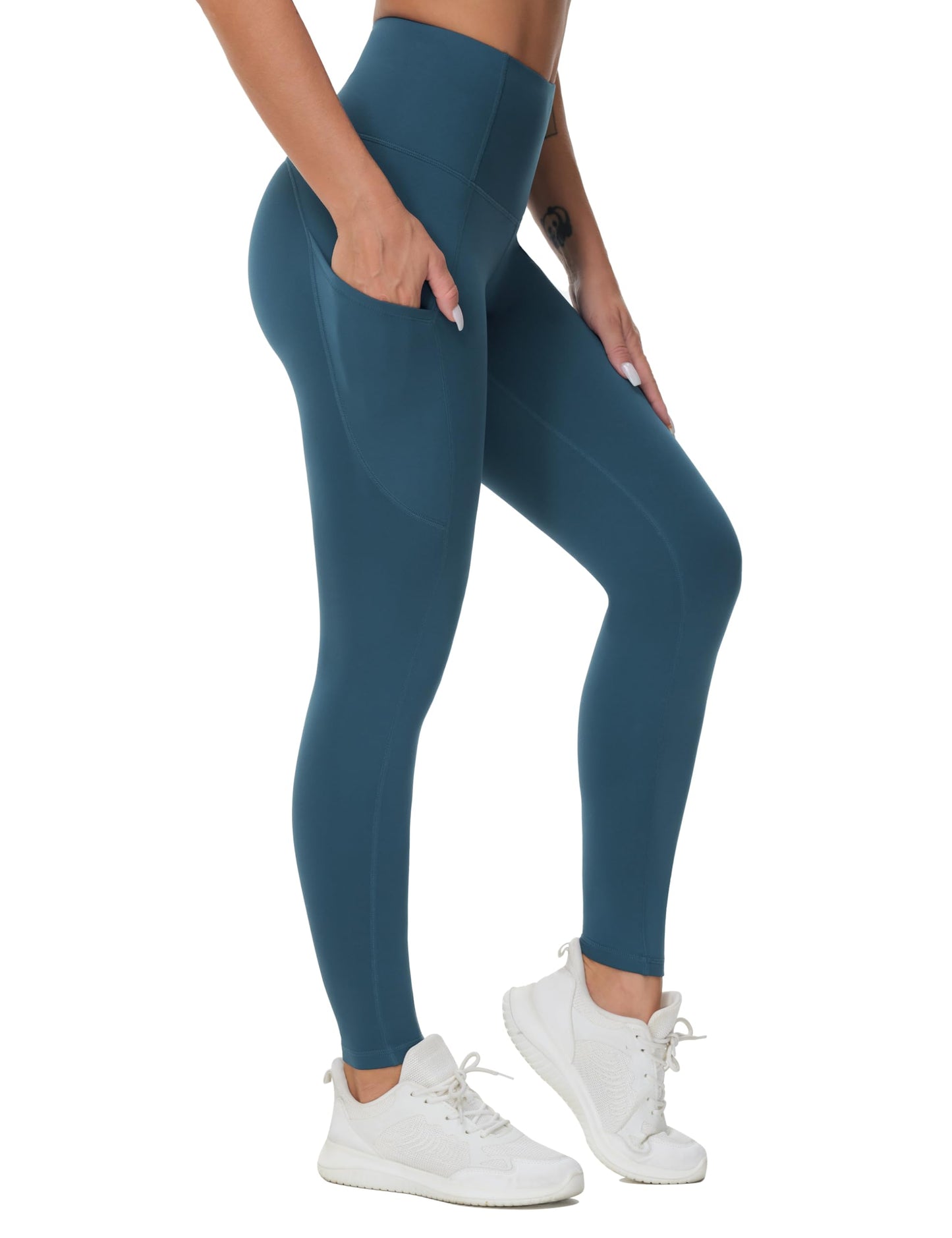 THE GYM PEOPLE Thick High Waist Yoga Pants with Pockets, Tummy Control Workout Running Yoga Leggings for Women