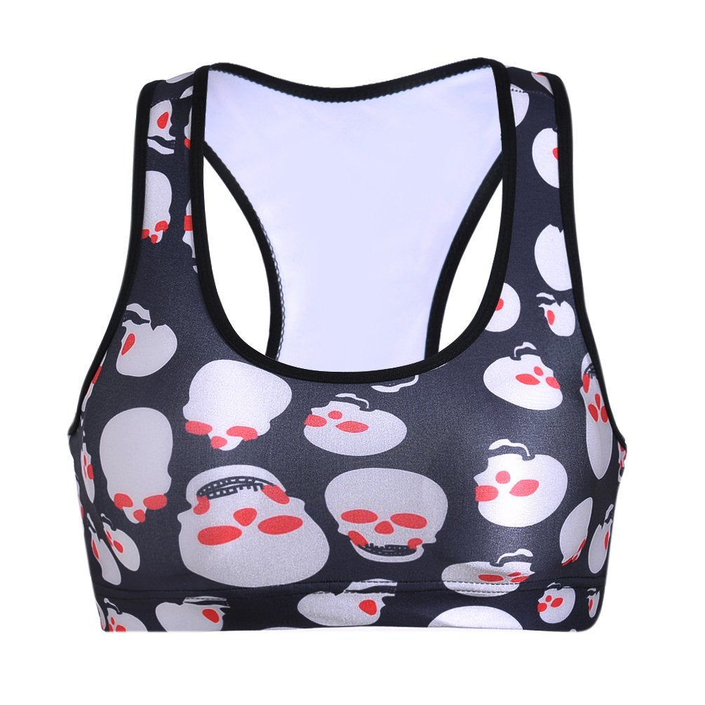 Sister Amy Women's Aerobics Gym Dance Yoga Vest Printed Sports Bra Top Vest